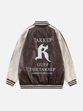 PU-Jacke mit Gothic-Buchstaben